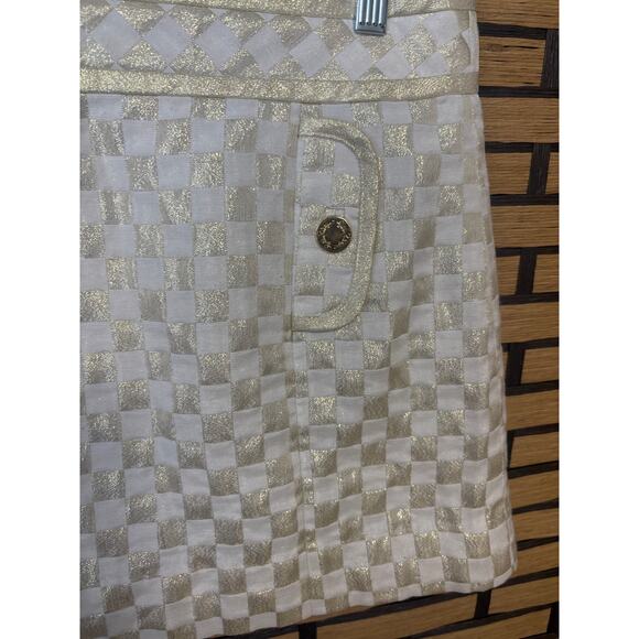 Lilly Pulitzer Tate Gold And White Metallic Mini Skirt Size 4 - Picture 5 of 11
